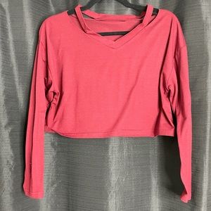 Long sleeve crop top with cut out collar